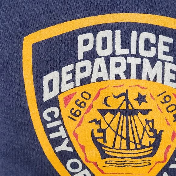 Vintage 90s Police Department NY Shirt XL 21x26 Navy-Blue USA - Picture 7 of 12